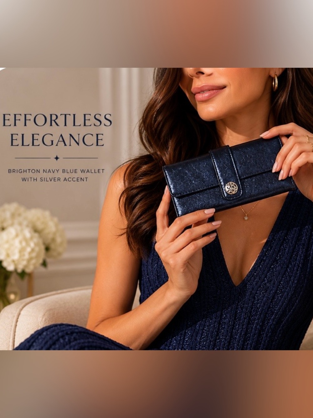 Brighton Navy Blue Wallet with Silver Accent